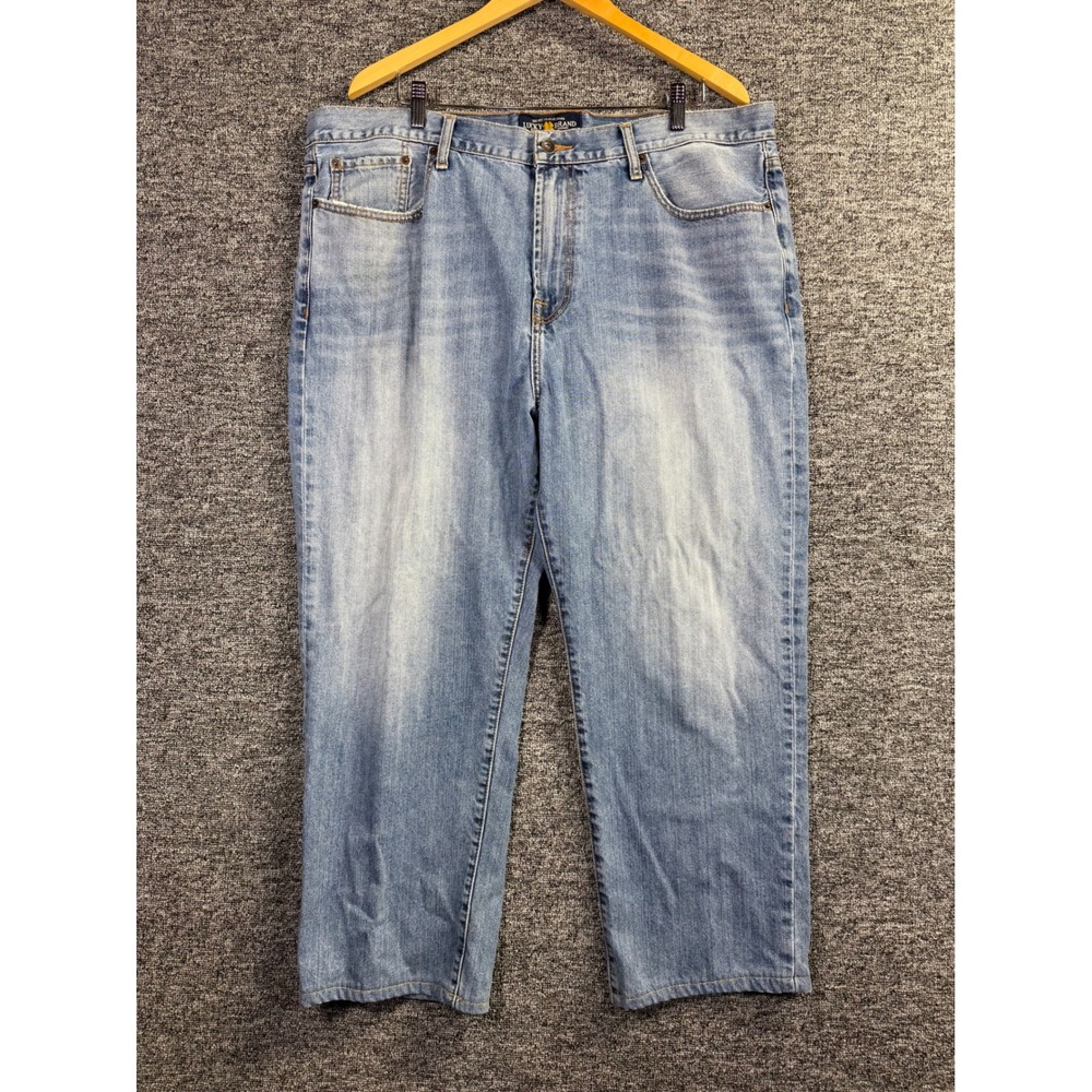 Lucky Brand 181 Relaxed Straight Mens Light Wash Blue Denim Jeans 42x27